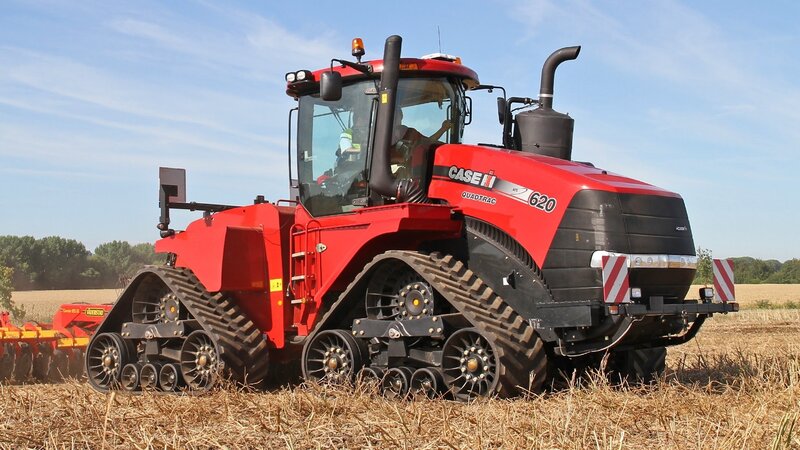 Red Tractor in Field — Calm