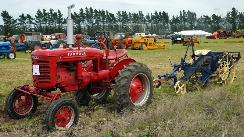 Red Tractor in Field — Outdoor