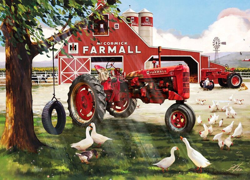 Red Tractor on Farm