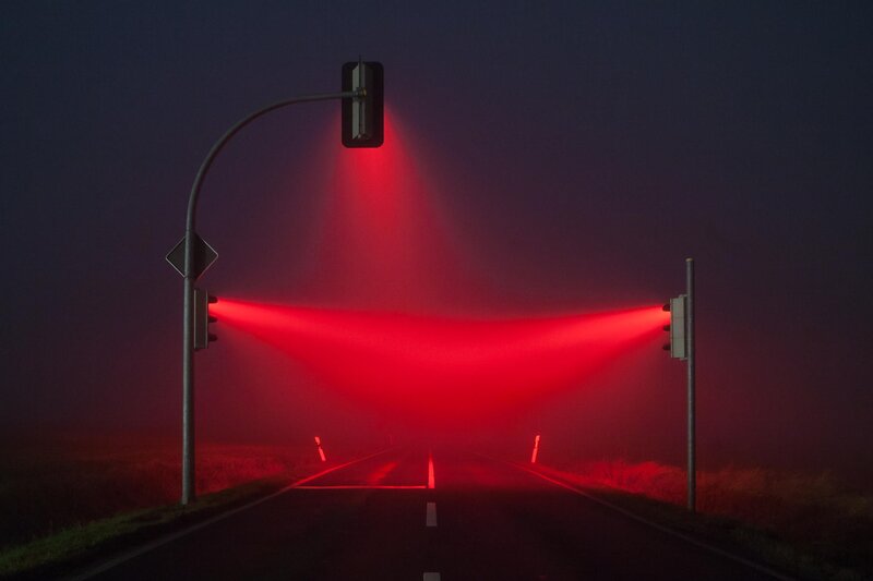 Red Traffic Lights on Road