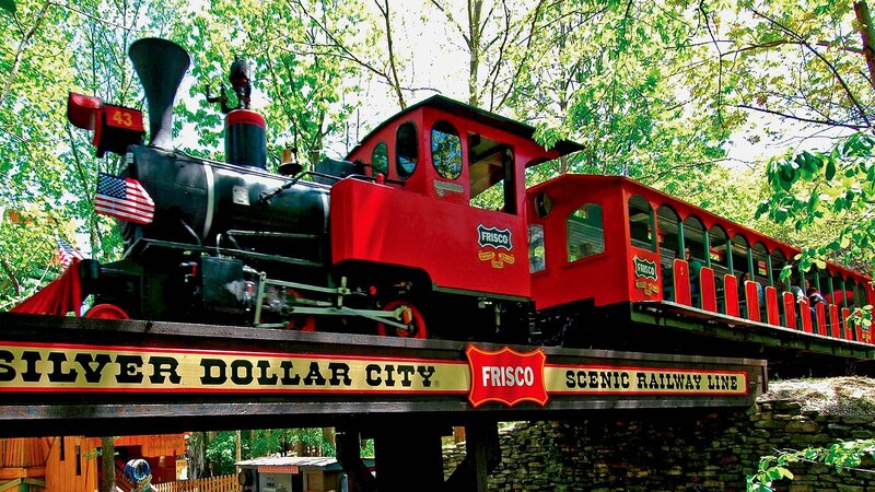 Red train at Silver Dollar City