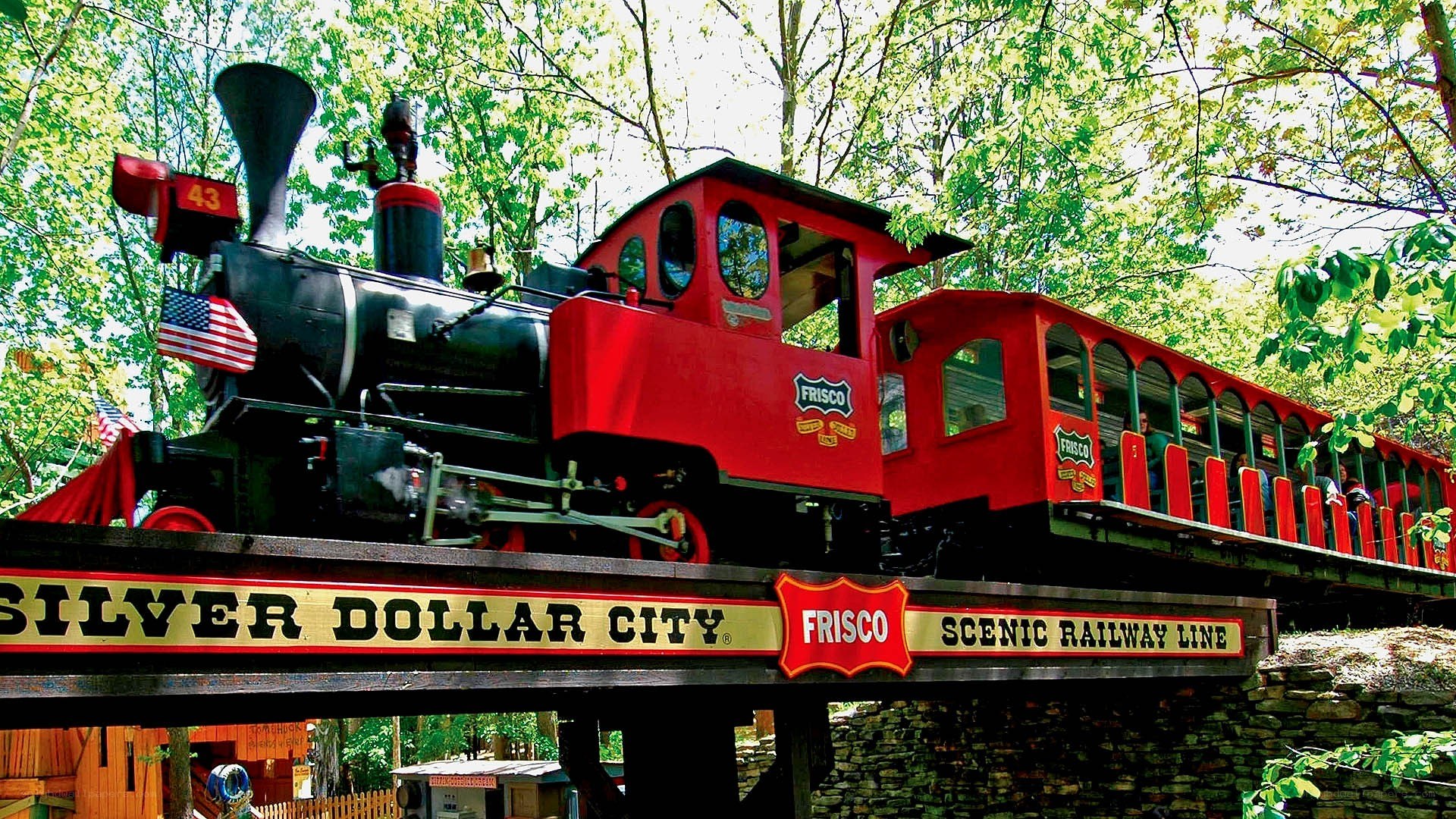 Red train at Silver Dollar City