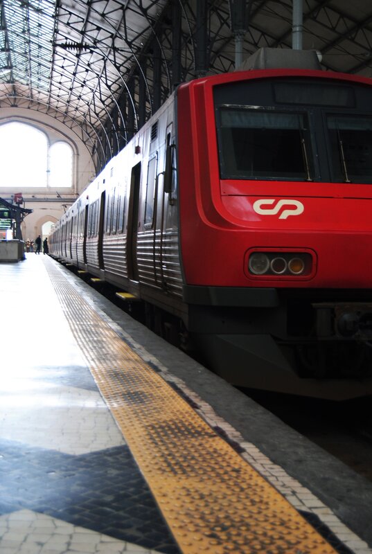 Red Train at Station — Calm, Afternoon, Photograph, Platform