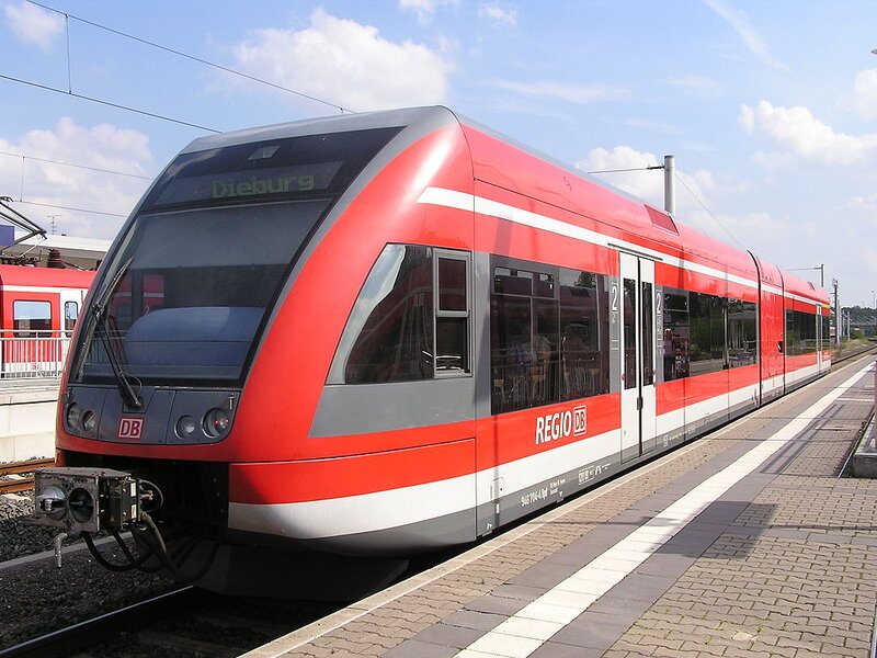 Red Train at Station — Calm, Afternoon