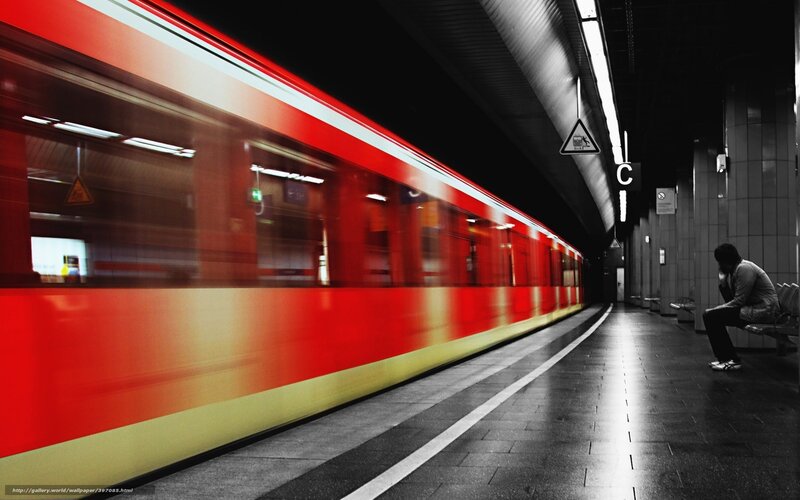 Red Train at Station — Dramatic, Night
