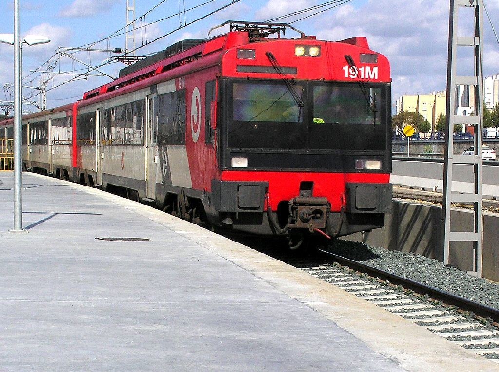 Red train at station platform