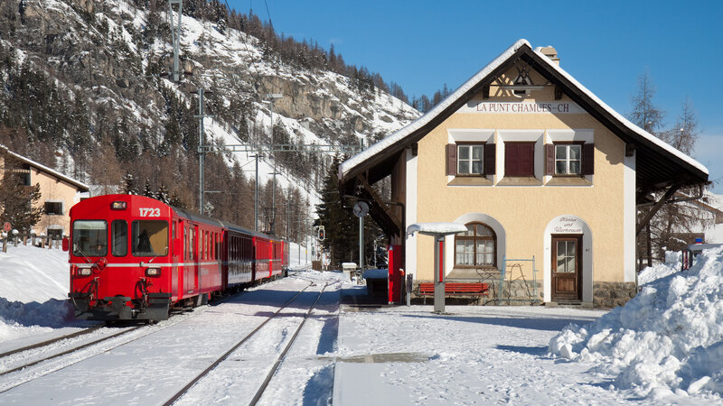 Red Train at Station — Serene