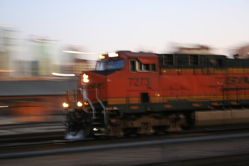Red train in motion