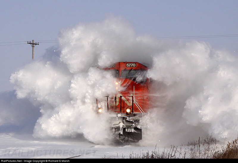 Red Train in Snow