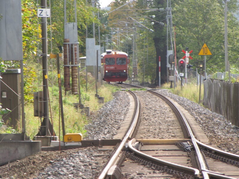 Red Train on Tracks — Calm