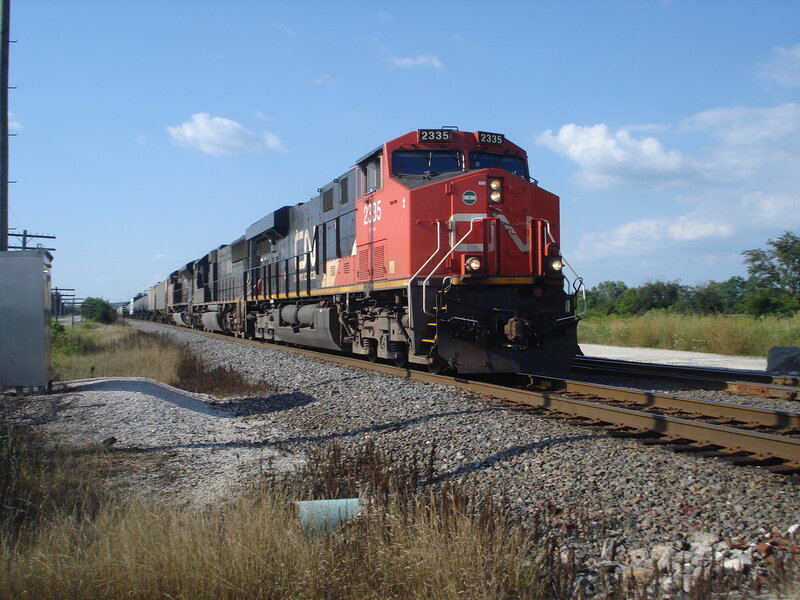 Red train on tracks