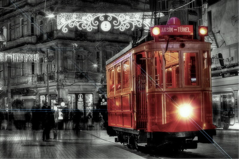 Red Tram at Night