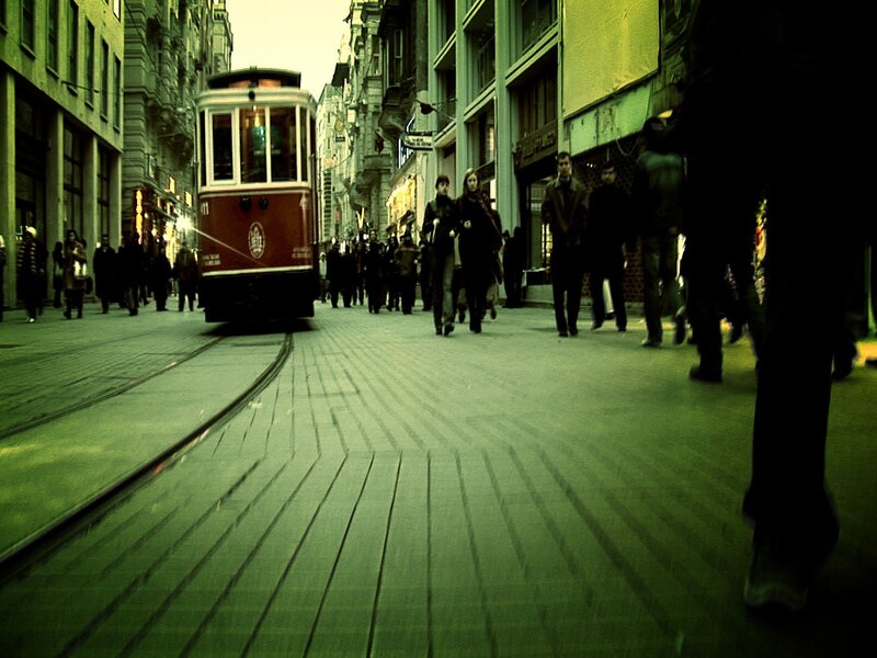 Red Tram on Street