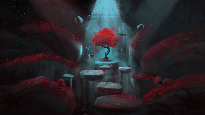 Red Tree in Cave