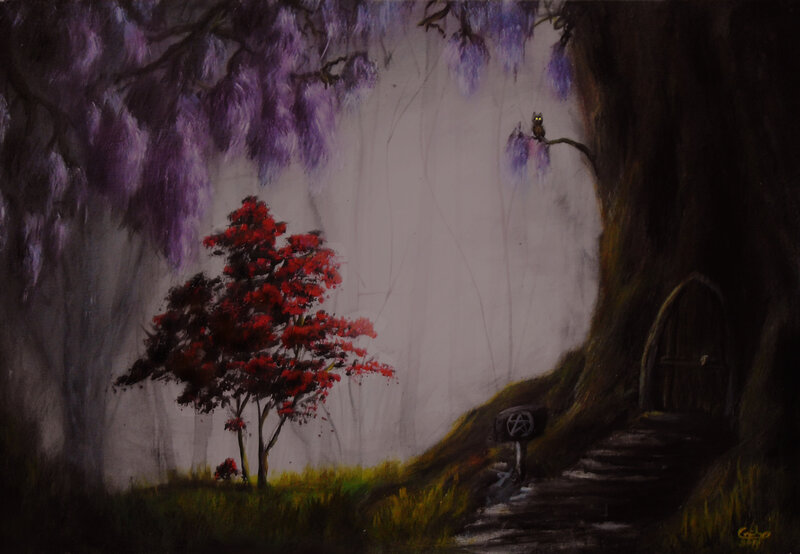 Red Tree in Forest — Purple