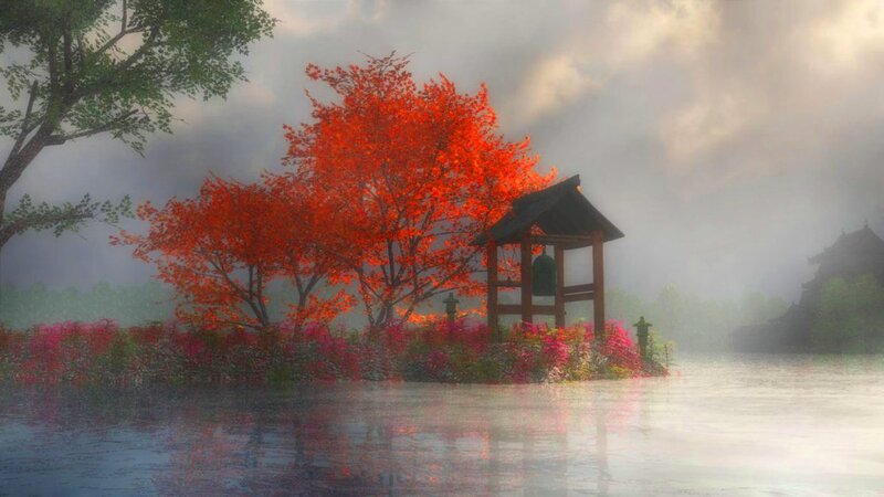 Red Tree on Island