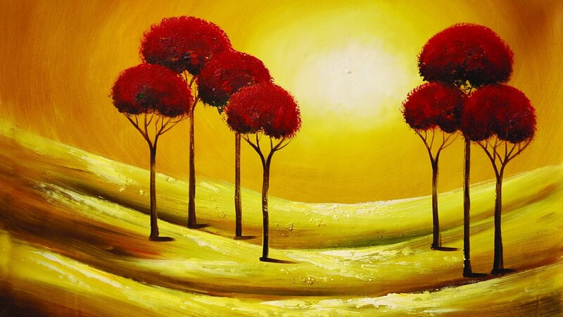 Red Trees on Yellow Hills