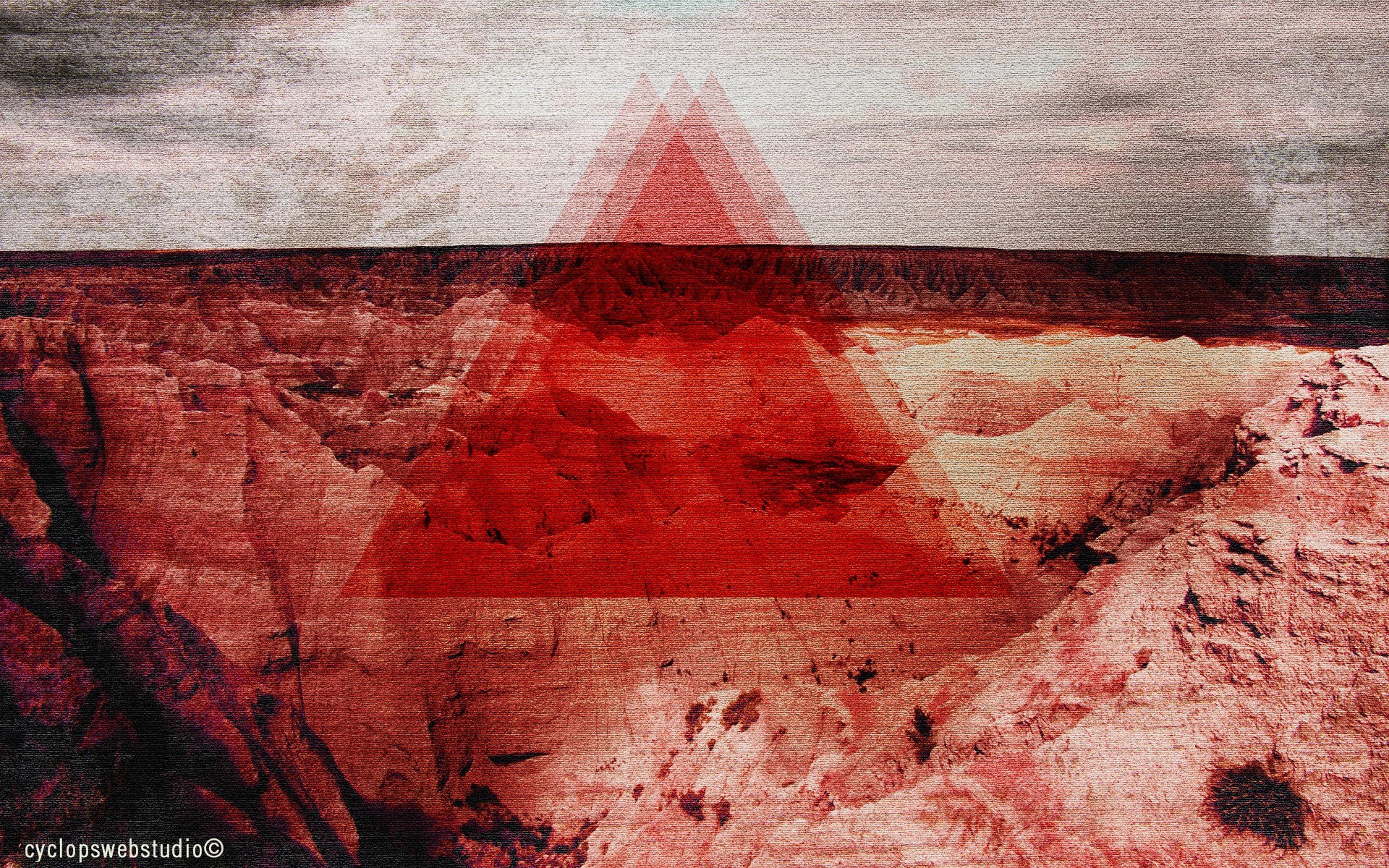Red Triangle Over Canyons