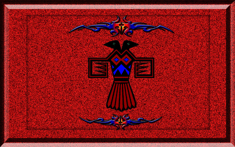red tribal bird design