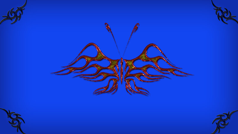 red tribal butterfly design