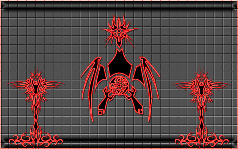 red tribal demon figures