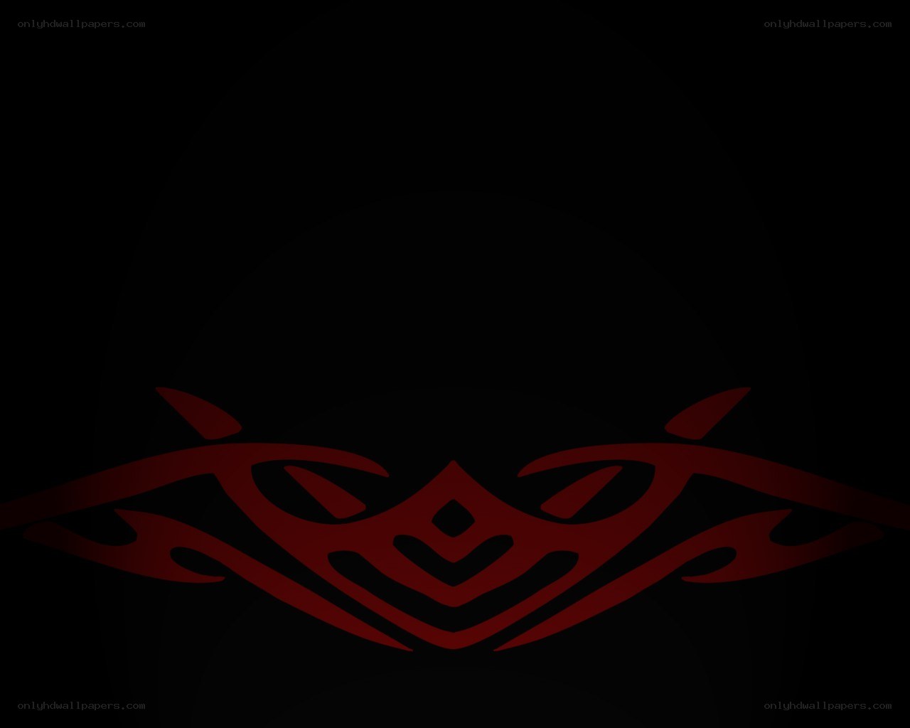 red tribal design on black