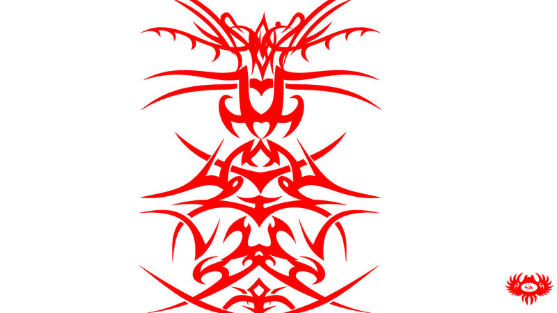Red Tribal Dragon Design — Symmetrical