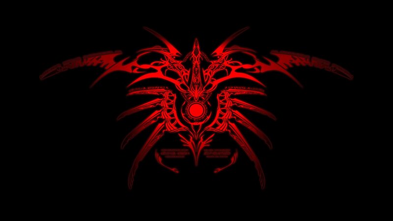 Red Tribal Dragon Emblem — Dark, Digital Art