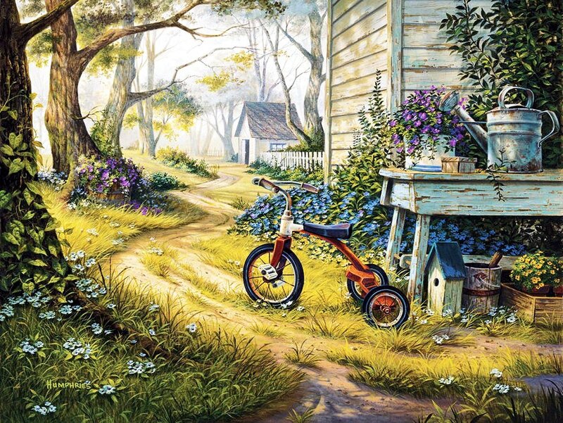 Red Tricycle in Garden