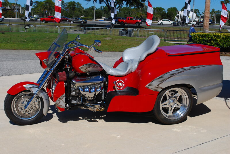Red Trike Motorcycle — Outdoor, Afternoon