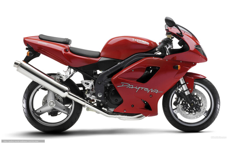 Red Triumph Daytona Motorcycle — Neutral, Photograph