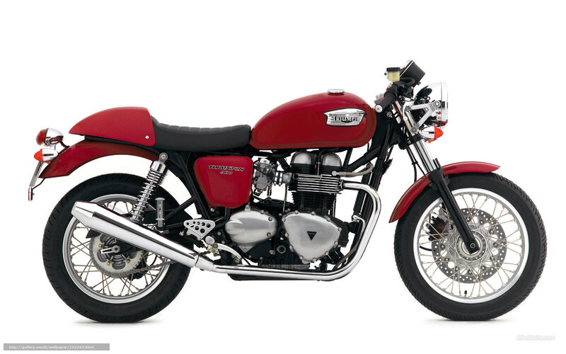 Red Triumph Motorcycle — Neutral, Photograph, Seat, Exhaust, Engine