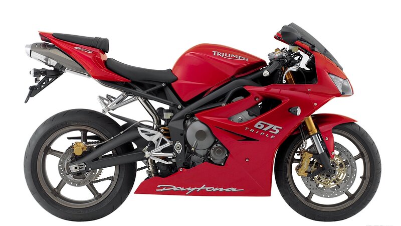 Red Triumph Motorcycle — Neutral, Photograph