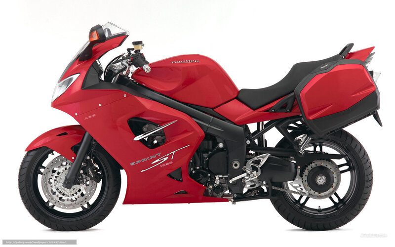 Red Triumph Sprint St Motorcycle — Neutral, Photograph