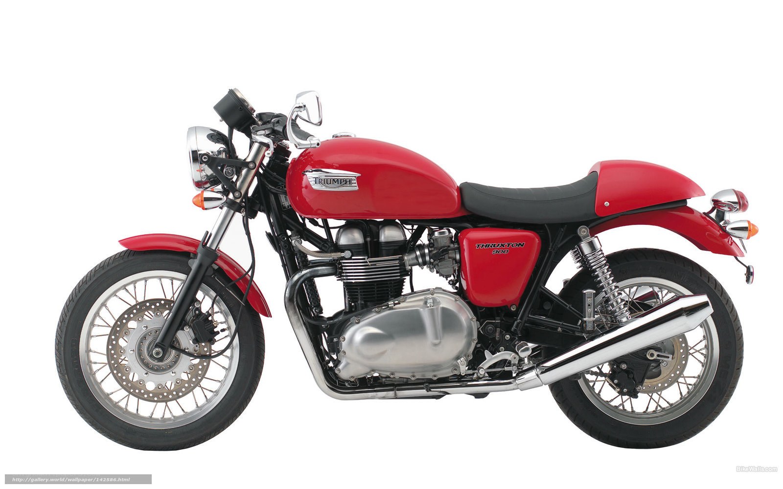 Red Triumph Thruxton 900 motorcycle