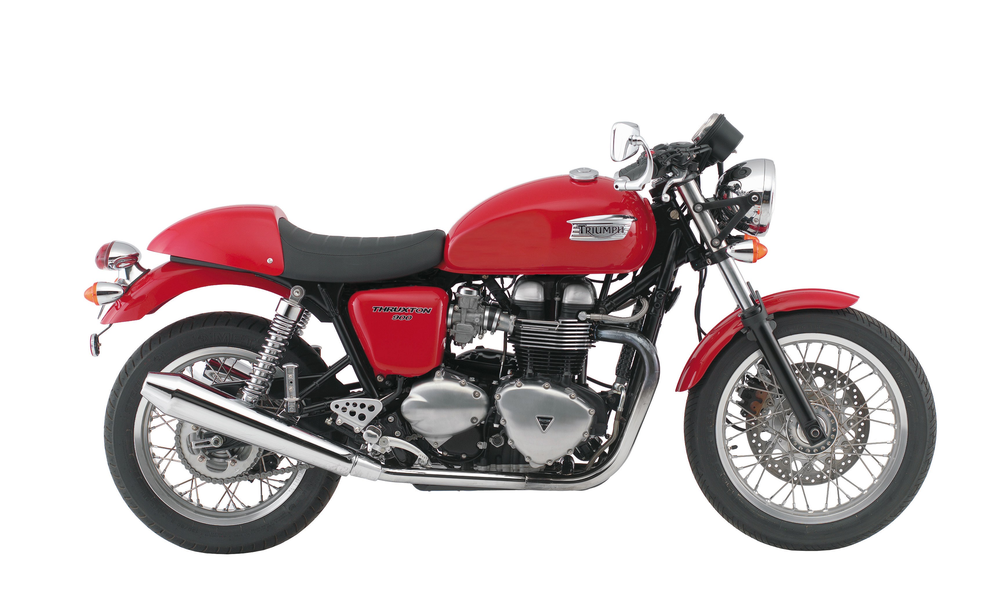 Red Triumph Thruxton motorcycle