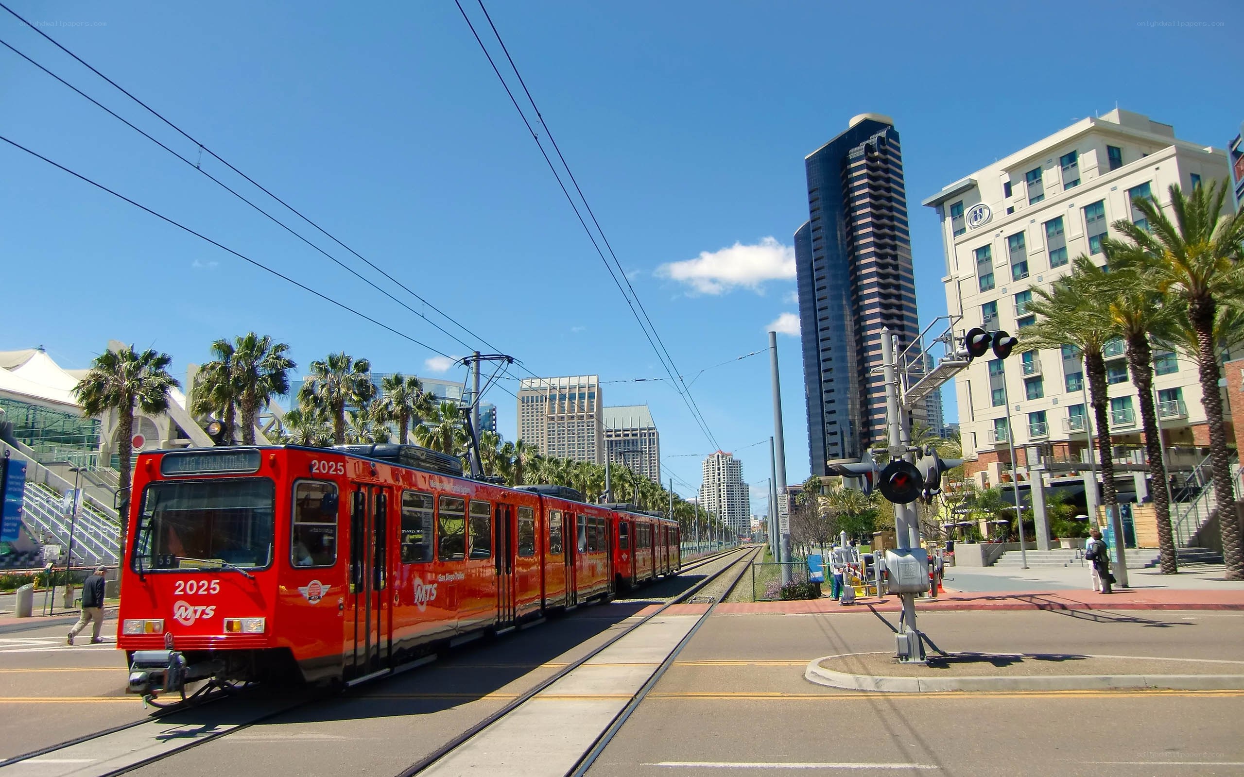 Red trolley in San Diego