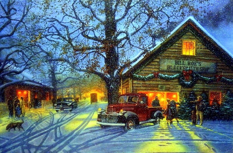 Red Truck at Blacksmith Shop