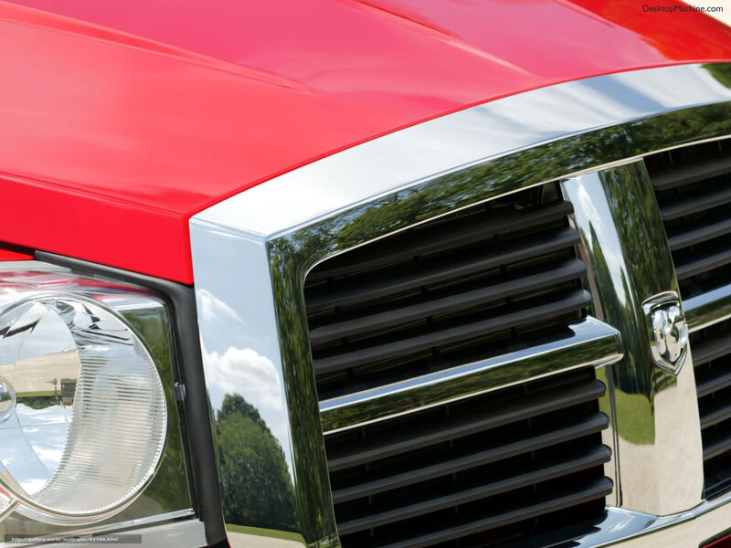 Red truck grille close-up
