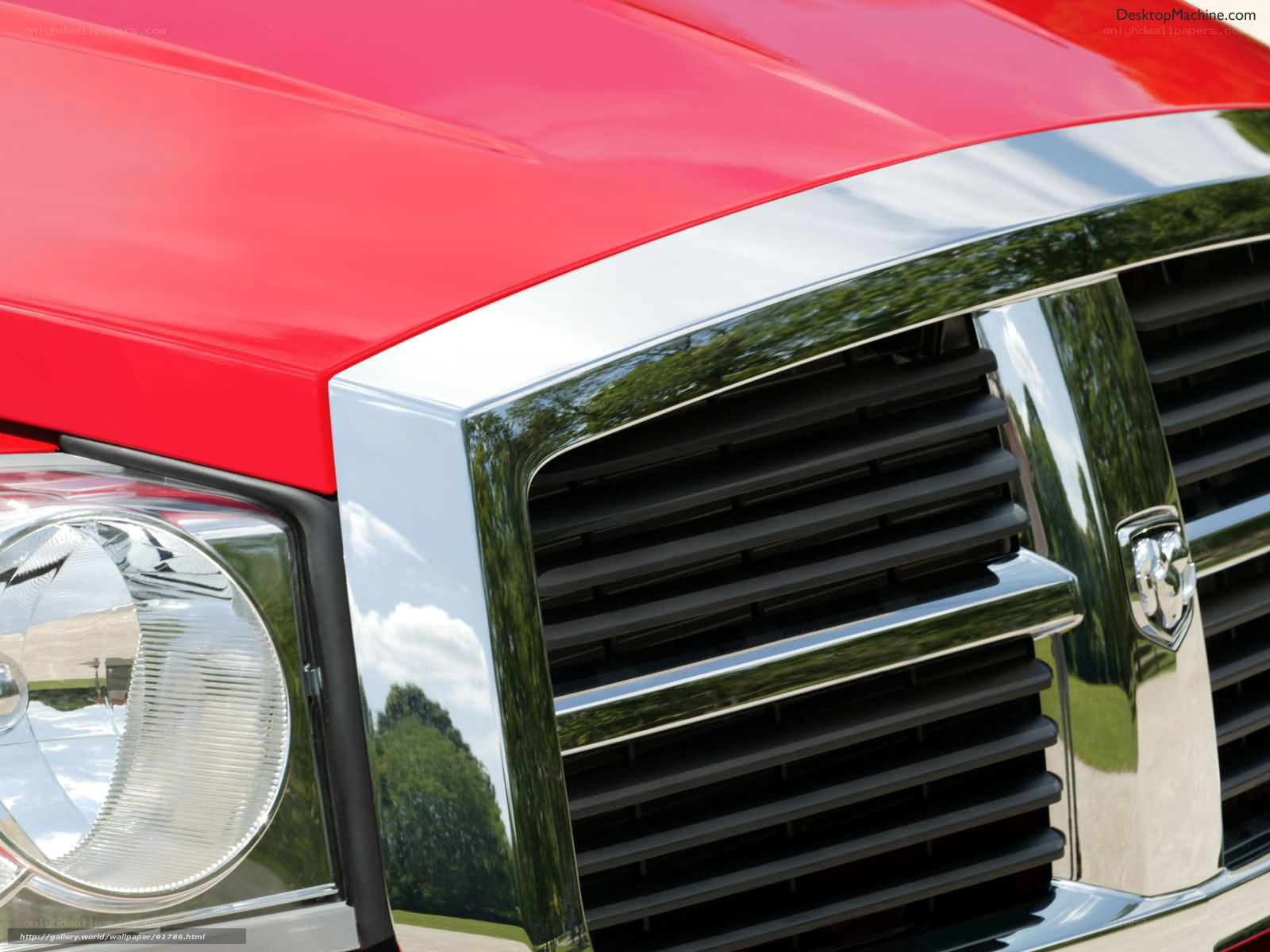 Red truck grille close-up