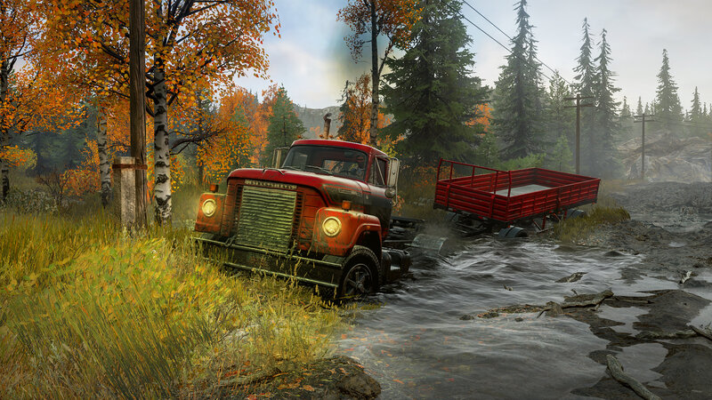 Red Truck in River
