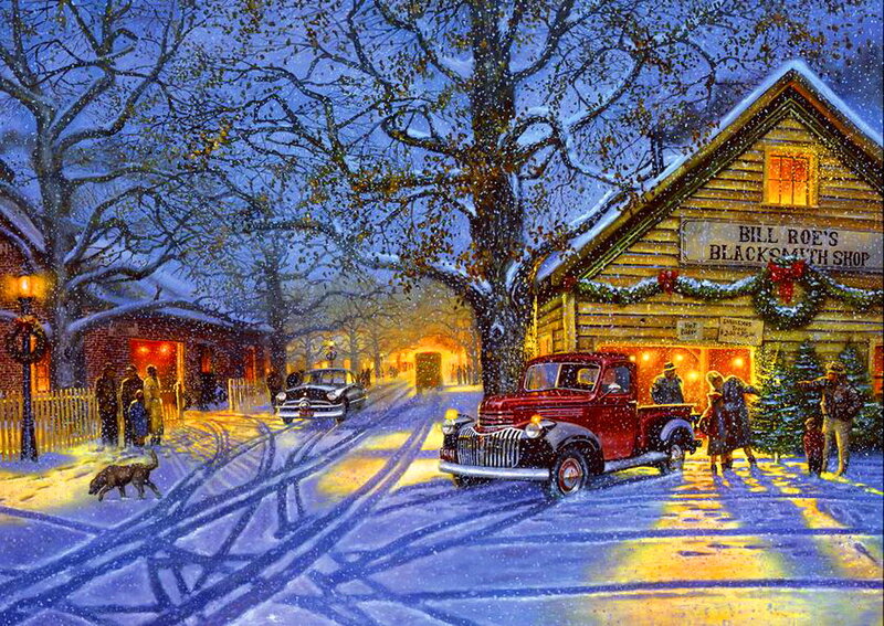 Red Truck in Snow