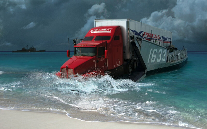 Red Truck on Beach