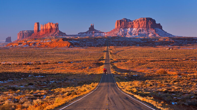 Red Truck on Desert Road