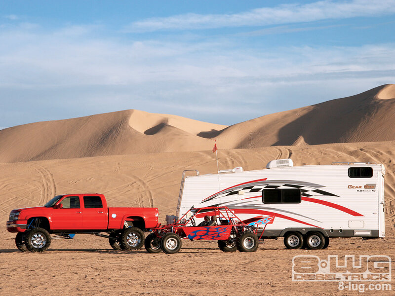Red Truck with Trailers
