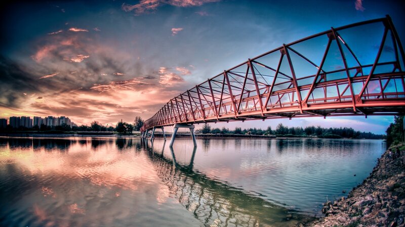 Red Truss Bridge — Blue
