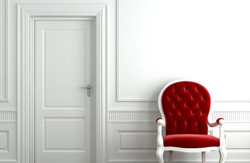 Red Tufted Armchair — White