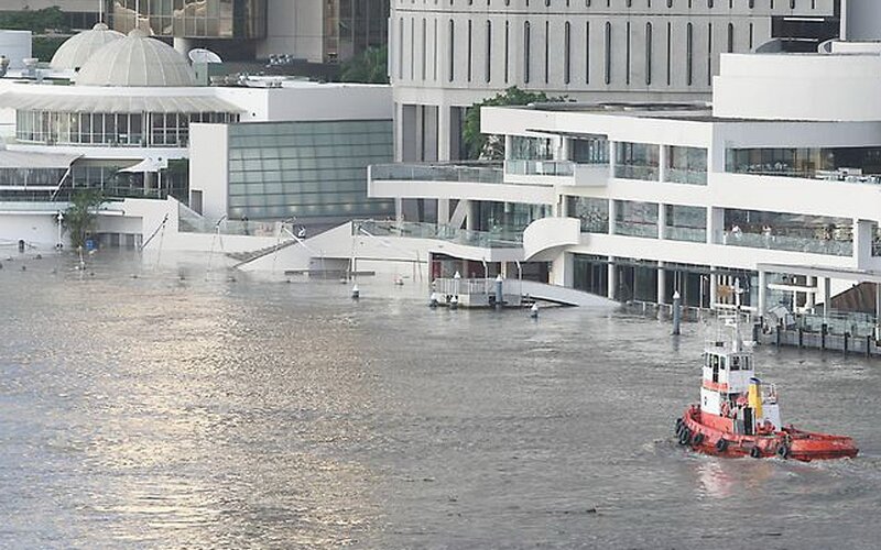 Red Tugboat in Flood
