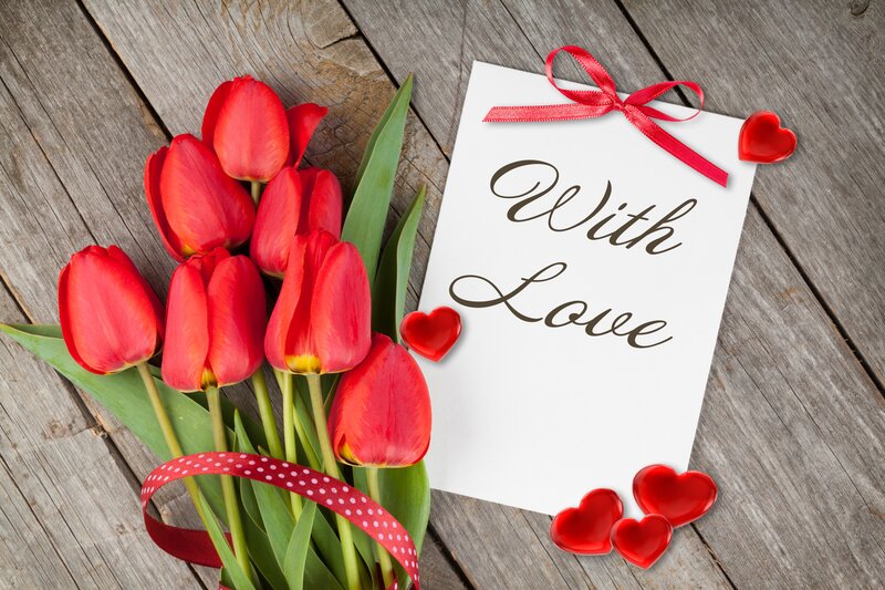 Red Tulips and Card