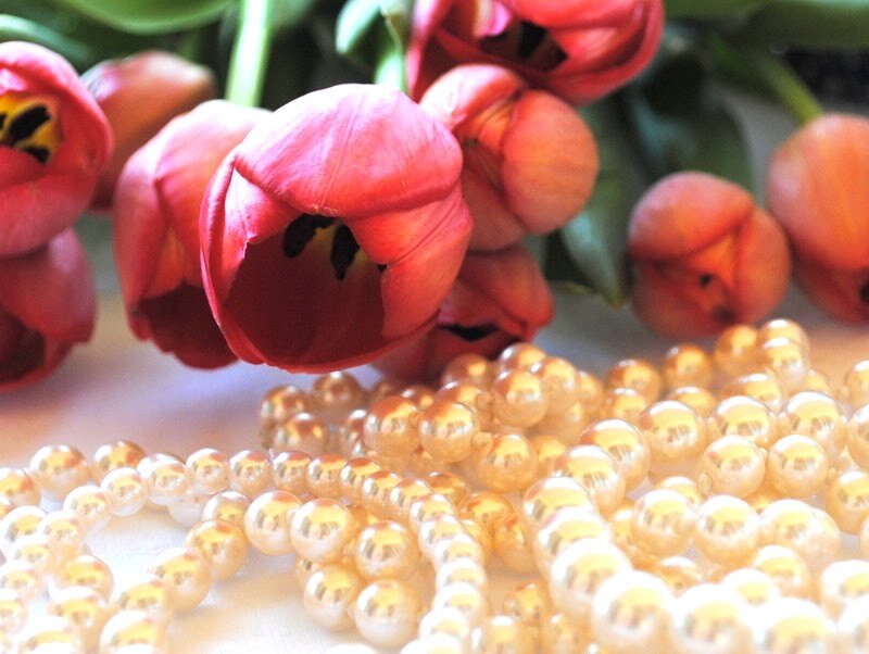 Red Tulips and Pearls